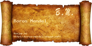 Boros Mendel névjegykártya